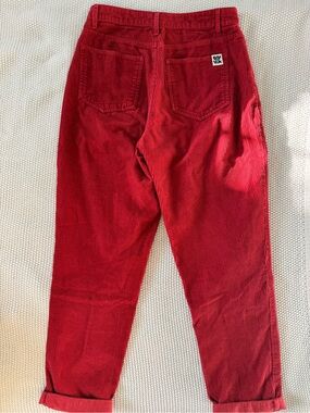 Lucy & Yak Red Corduroy High-Waist Trousers